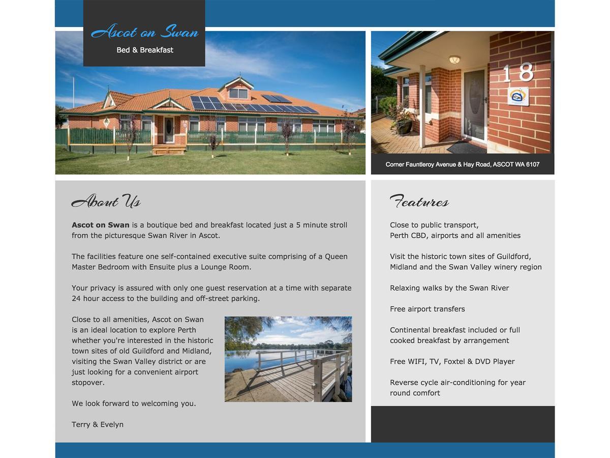 Ascot On Swan Bed & Breakfast Perth Exterior photo